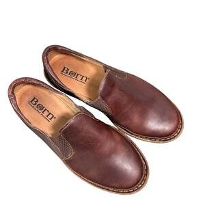 Born Mayflower II Leather Slip On Loafer Shoes Women Size 8.5 Brown